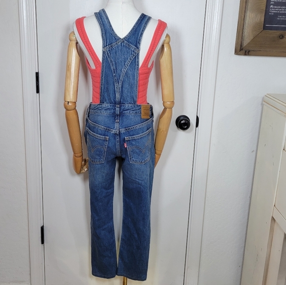 Levi’s Premium Denim Overalls Women’s XS Blue Jean Adjustable Strap Vintage - Picture 6 of 12